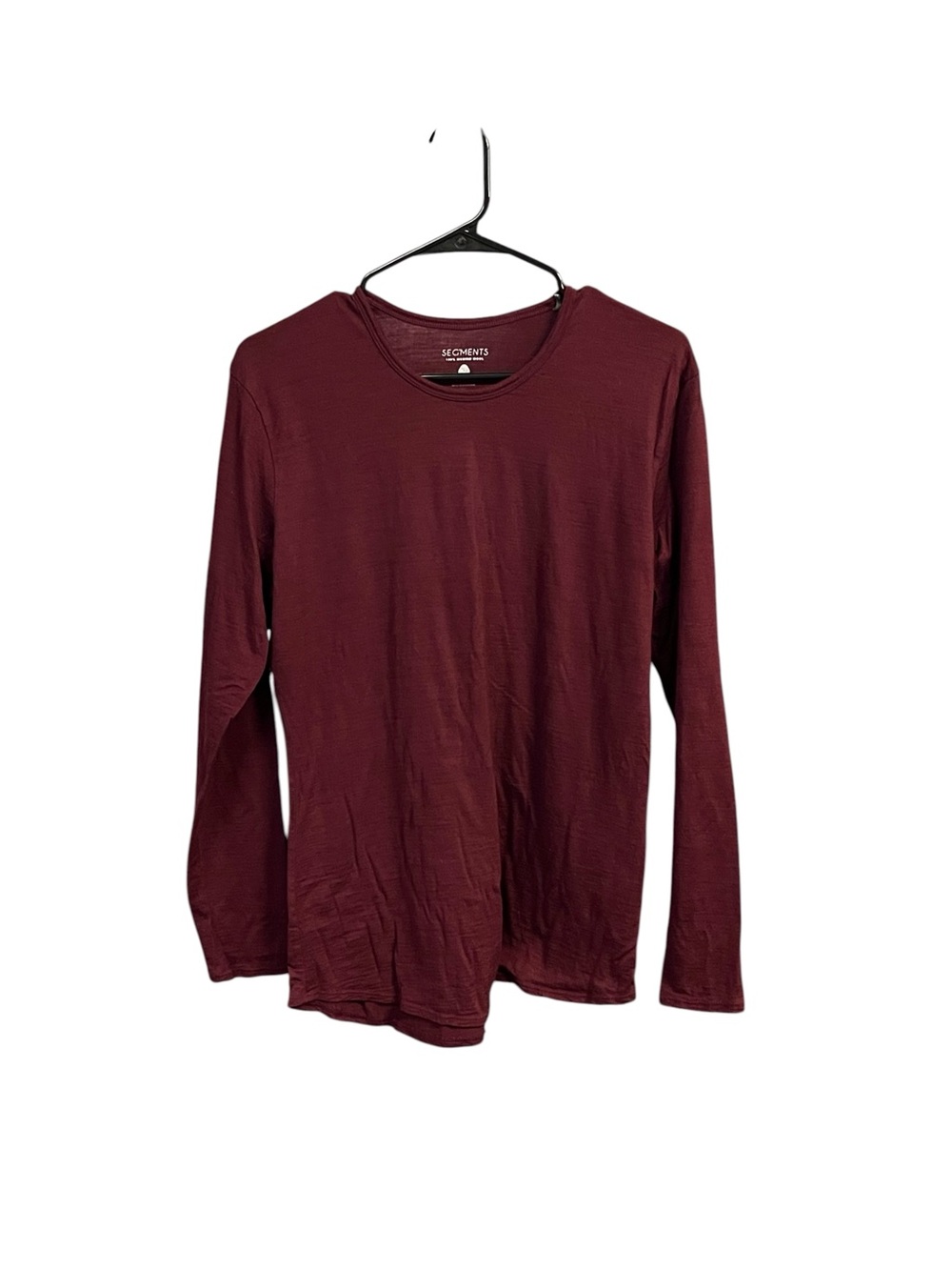 Seg’Ments 100% Merino Wool Long Sleeve Crewneck Burgundy XL Gorpcore Base Layer